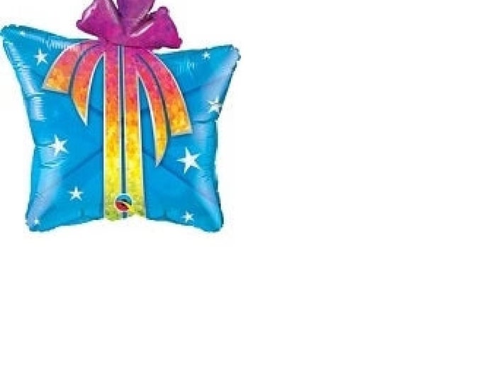 24" PRESENT Balloon -- great for birthday, congratulations, anniversary  - mylar - foil