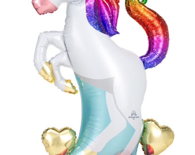55" - OVER 4 FEET TALL - Unicorn - inflatable standing balloon - No helium - airfill only - Centerpiece - floor decoration- Disney- Airloonz