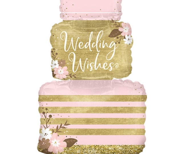 25" - OVER 2 FEET TALL - Wedding Cake Balloon - Inflatable - Wedding Wishes - No Helium Required! - Centerpiece - Table Deco - mylar - foil