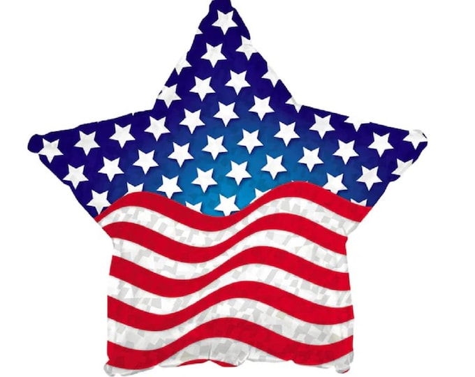 17" PATRIOTIC Balloon -- PRISM STAR Balloon - 4th of July - Memorial Day - Veteran's Day -  - foil - mylar