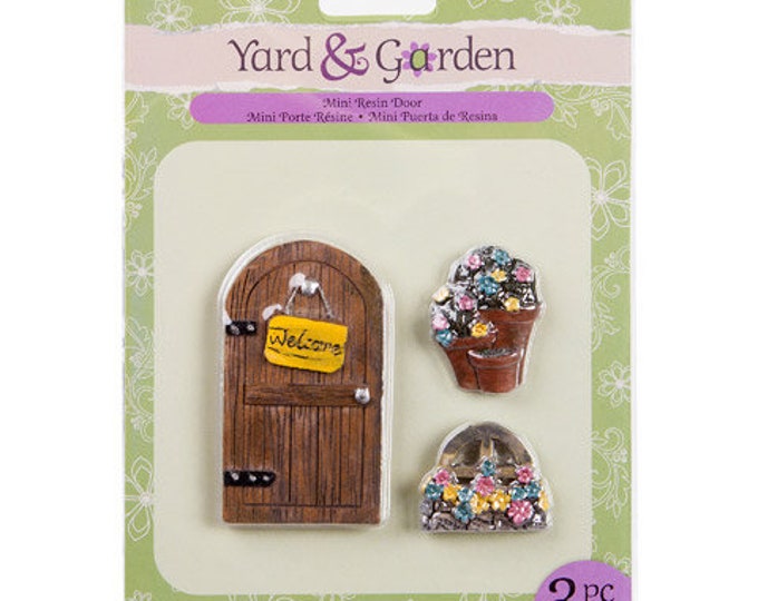 Mini Fairy DOOR and FLOWERS SET - Fairy Garden - diorama - Yard and Garden mini  - terrarium