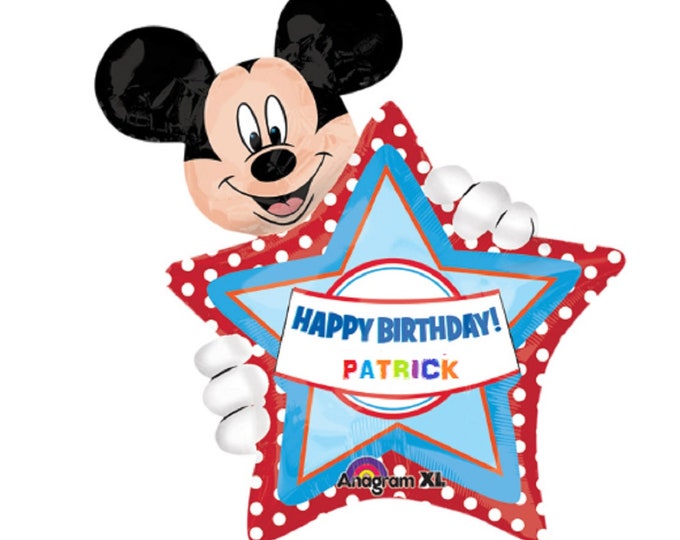 30" MICKEY Mouse HAPPY BIRTHDAY Balloon - Personalize with included stickers! - Disney - Extra Large Supershape - mylar - foil