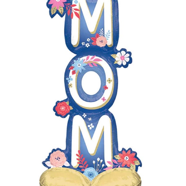 Huge 53" - OVER 4 FEET TALL - Mom - Mother's Day - Inflatable - standing balloon - No helium required! - air only - Centerpiece
