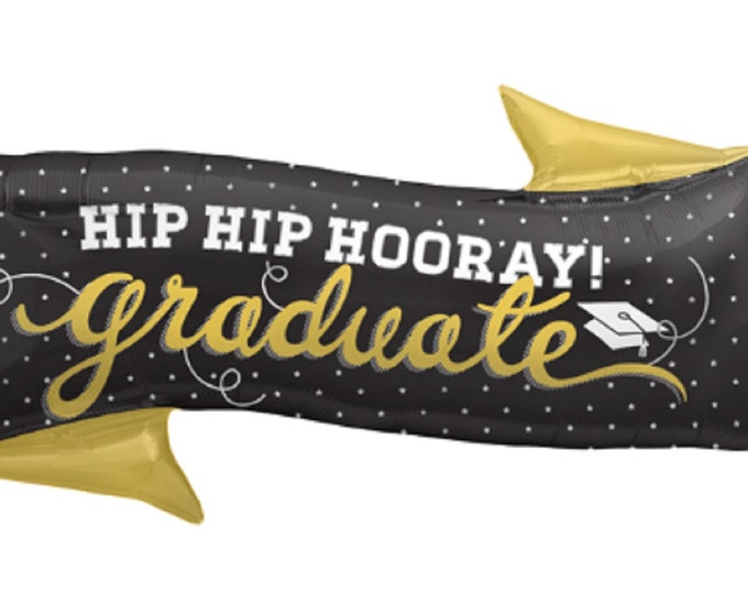 31" Jumbo GRADUATION Balloon -- HIP HIP Hooray Graduate - foil - mylar