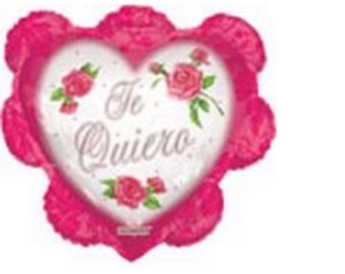 26" SPANISH TE QUIERO Balloon  -- Jumbo balloon - Ruffled Heart - Great for Mother's Day -  mylar -  foil