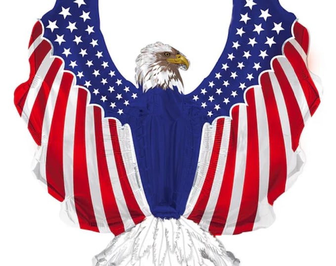 Jumbo 36" x 34" PATRIOTIC EAGLE Balloon -Shaped Balloon - 4th of July - Memorial Day - Veteran's Day - Eagle Day - Flag Day - Red/white/blue