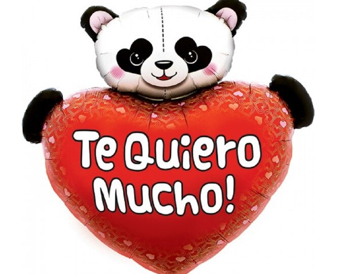 36" SPANISH VALENTINE's DAY Balloon  -- Jumbo balloon - Te Quiero Mucho - Panda Bear - Love -  mylar -  foil