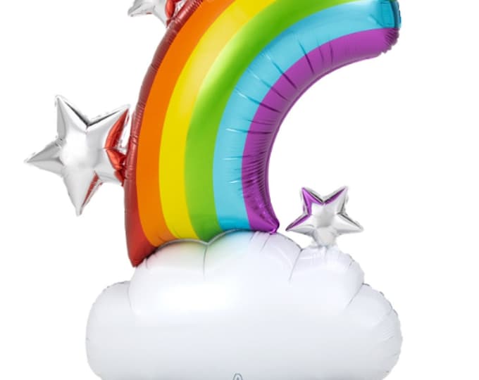 52" - OVER 4 FEET TALL - half Rainbow with cloud - Inflatable - standing balloon - No helium required - Airloonz - Centerpiece - floor decor