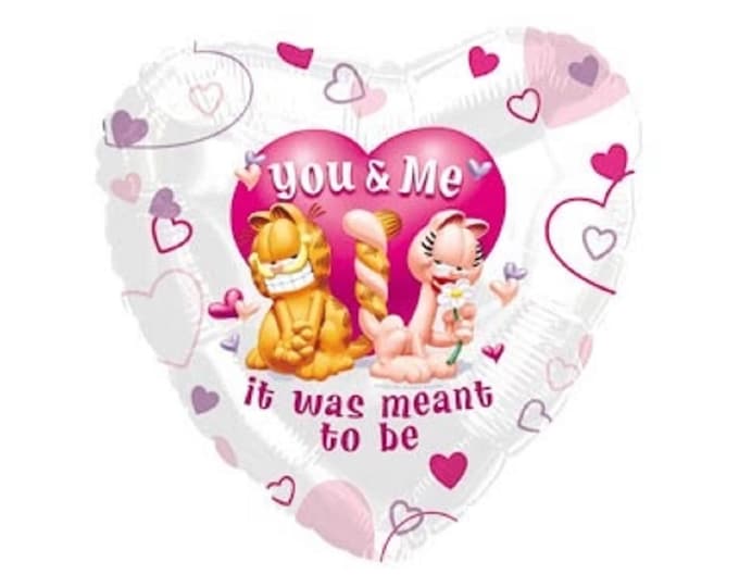 17" GARFIELD and ARLENE - Heart-shaped Balloon -- You and Me It Was Meant To Be - Valentine - Love - Engagement - Proposal - Prom - mylar