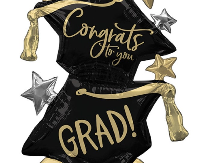 51"- OVER 4 FEET TALL- Congrats to you Grad - Inflatable - standing balloon - No helium - fill with air - Centerpiece - floor - Airloonz