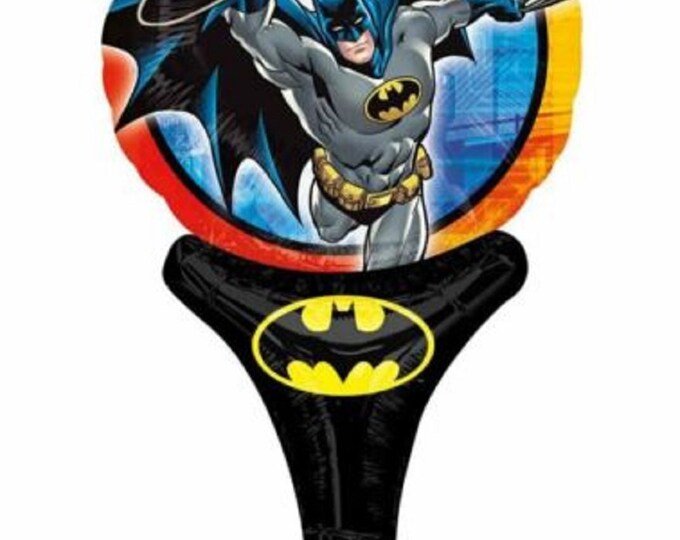 12" BATMAN - Inflate-a-fun - handheld balloon - no helium required - airfill only - inflatable - Anagram