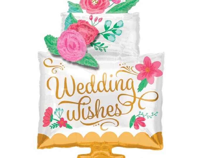 21" x 30" WEDDING WISHES CAKE - Wedding Balloon - Supershape - foil - mylar - Anagram