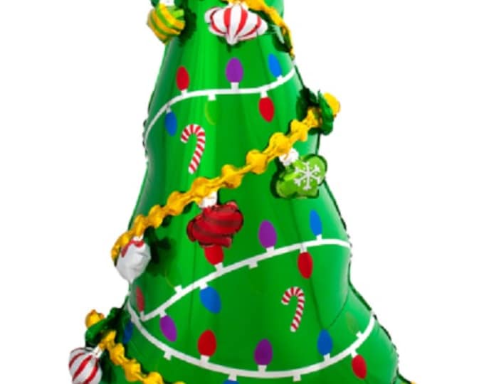 Huge 59" - ALMOST 5 FEET TALL - Christmas Tree - Inflatable - standing balloon - No helium required! - air only - Centerpiece