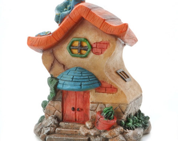Fairy Garden House - BLUE DAFFODIL - 6  inches - Fairy Garden - diorama - Yard and Garden mini  - terrarium - home and table decor -