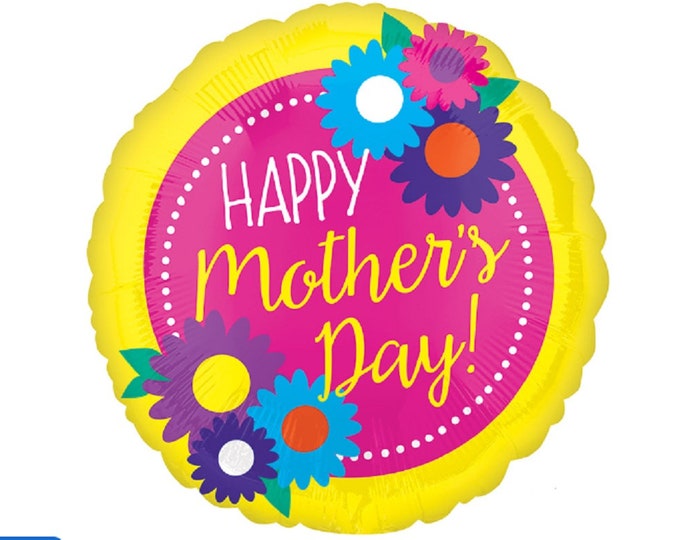 LARGE 21" Happy MOTHER's DAY Balloon  -- Vibrant Color Blast Balloon - mylar - foil