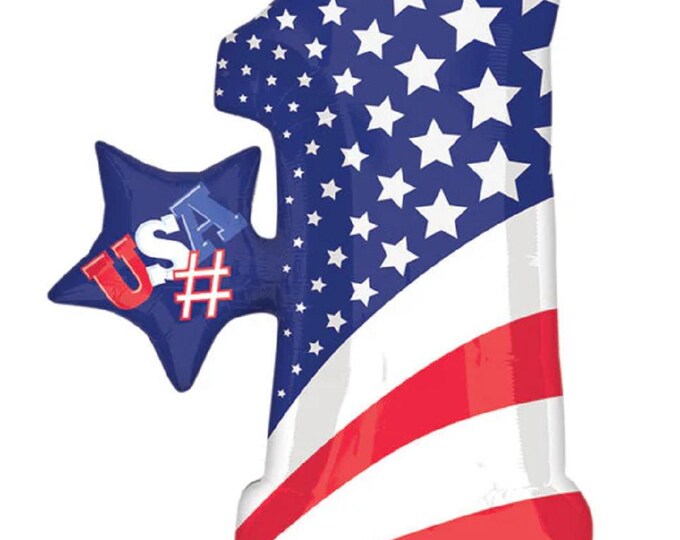 Jumbo 28" PATRIOTIC Balloon -- USA #1 - Supershape balloon - 4th of July - Memorial Day - Veteran's Day - mylar - red, white, and blue