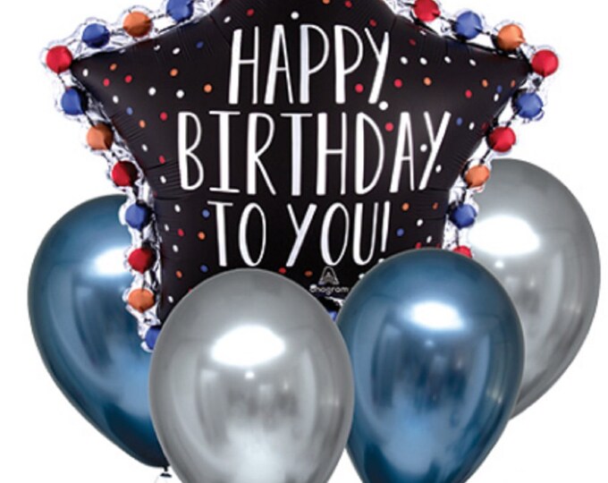 Balloon Bouquet - HAPPY BIRTHDAY - One 32" foil (mylar) and Four 11"