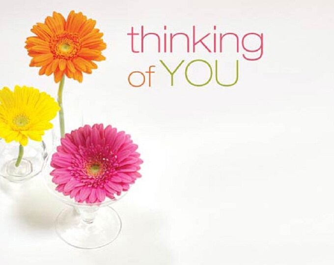 Enclosure Cards - THINKING OF YOU - set of 10  - pink, yellow and orange flowers - balloon boquets - gift baskets - floral arrangement