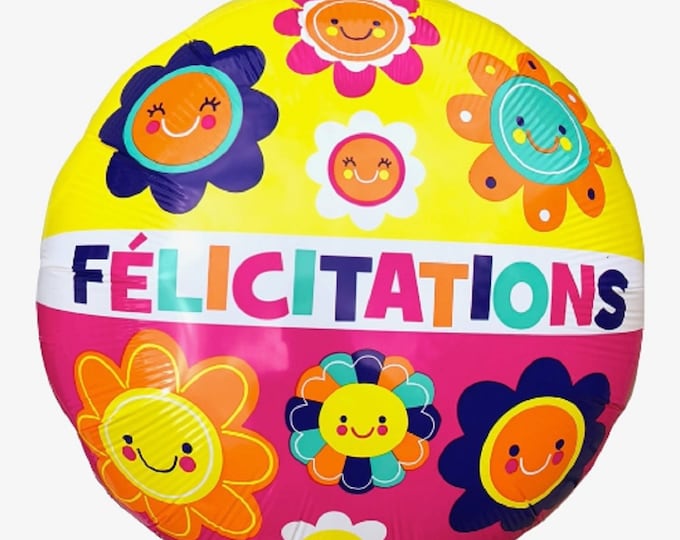 21" SPANISH - FELICITATIONS Balloon - Congratulations - colorblast - flowers - smileys