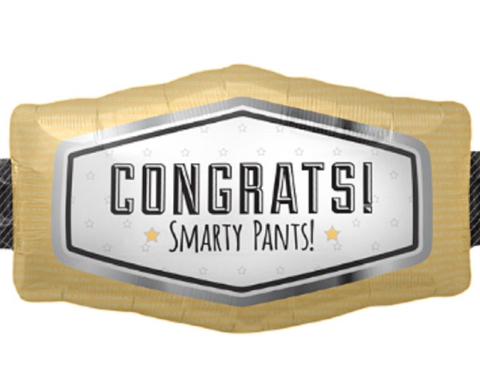 33" Jumbo Graduation Balloon -- CONGRATS! SMARTY PANTS!  - Big foil balloon - mylar