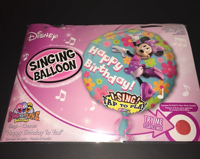 Jumbo 28" MINNIE HAPPY BIRTHDAY Balloon -- sing a tune balloon -- plays "Happy Birthday to You" -- singing balloon -- mylar -- foil