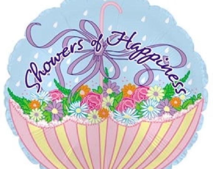 18" SHOWERS OF HAPPINESS Balloon -- perfect for Wedding Shower, Bridal or Baby Shower - mylar - foil