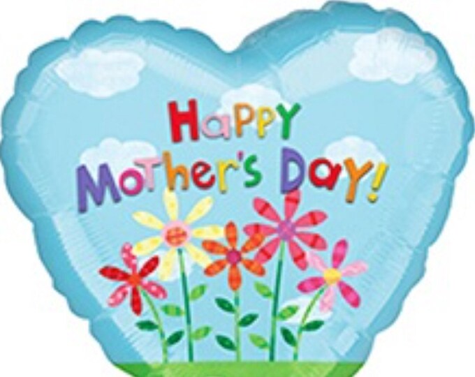 Jumbo 34"  HAPPY MOTHER's DAY Balloon  - clouds, flowers, colors -  mylar -  foil