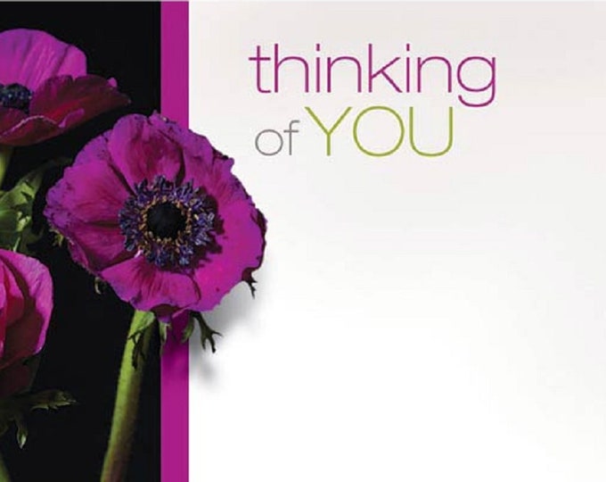 Enclosure Cards - THINKING OF YOU - set of 10  - Purple flowers - balloon boquets - gift baskets - floral arrangement