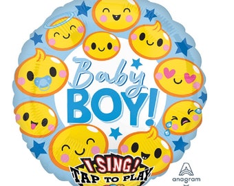 Jumbo 28" SINGING Balloon -- Sweet BABY BOY -- sing a tune balloon -- plays "Baby Face" - musical balloon - mylar -- foil - Anagram