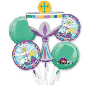 Balloon Bouquet - SPANISH - Mi Primera Communion - My First Communion - 1 Supershape and 4 Standard foil