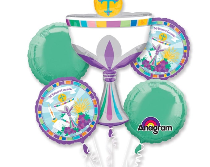 Balloon Bouquet - SPANISH - Mi Primera Communion - My First Communion - 1 Supershape and 4 Standard foil