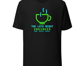Developer T-Shirt — Neon Logo, Funny Programmer Shirt, Software Engineer Tee, Coder Gift, Dark Tech Shirt