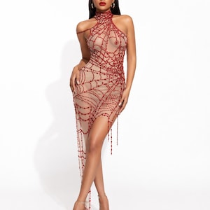 slim fit dress slacks Semi-Sheer Dress in Nude 3XL / White main image 1
