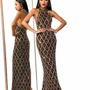 Gold Sequin Bodycon Dress - Etsy Canada