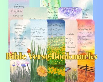 10 Printable Bible Verse Bookmarks – Christian Scripture Bookmarks, Faith-Based Gift, Inspirational Bible Quotes – Instant Download