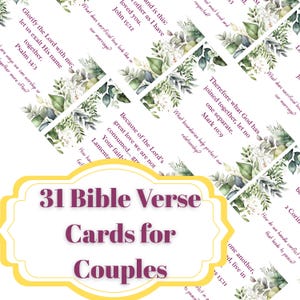 Christian Marriage Gift | 31 Bible Verse Cards for Couples | Wedding or Anniversary Gift | Faith-Based Conversation Starters | Printable