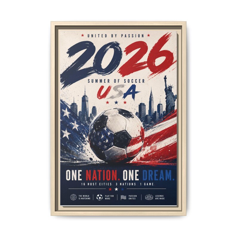 Póster de fútbol de EE. UU. 2026, lienzo mate, enmarcado / Una nación, un sueño imagen 10
