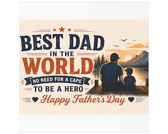 Automagneet Dad World | Retro vinylsticker Vaderdag