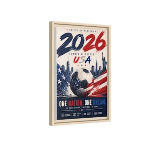 Póster de fútbol de EE. UU. 2026, lienzo mate, enmarcado / Una nación, un sueño imagen 11