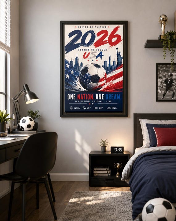 2026 USA Soccer Poster Matte Canvas, Framed | One Nation One Dream