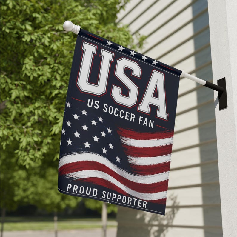 USA US Soccer Flag garden banner | Proud Supporter house flag image 10