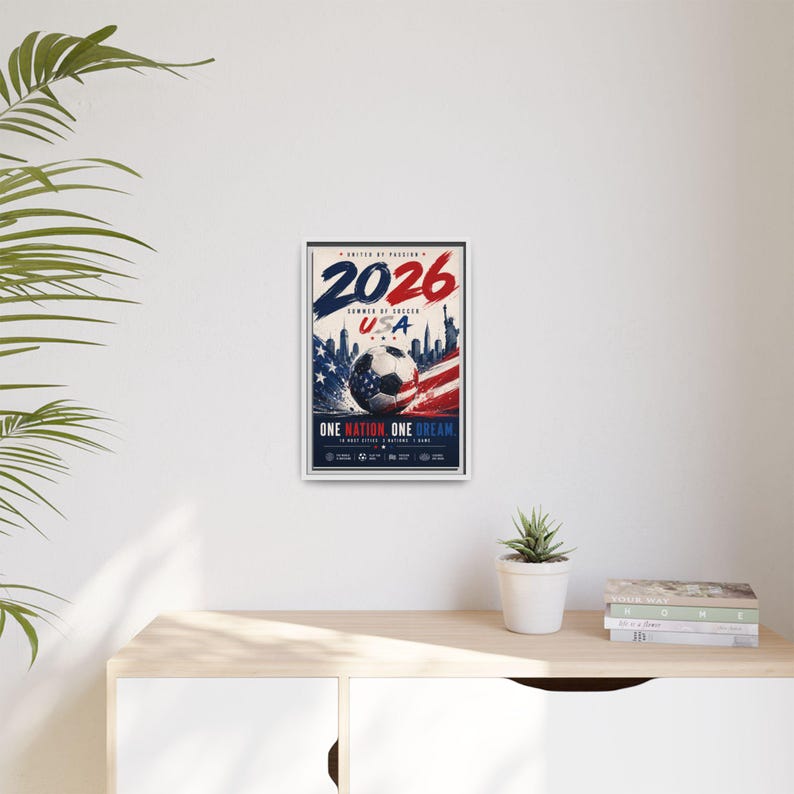 Póster de fútbol de EE. UU. 2026, lienzo mate, enmarcado / Una nación, un sueño imagen 14