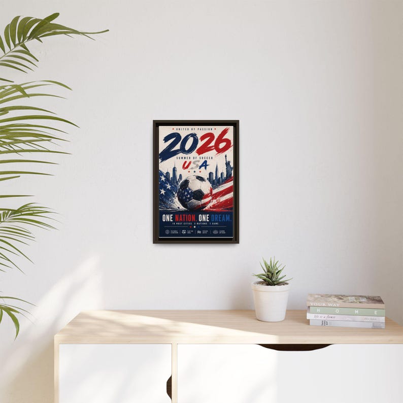 Póster de fútbol de EE. UU. 2026, lienzo mate, enmarcado / Una nación, un sueño imagen 8