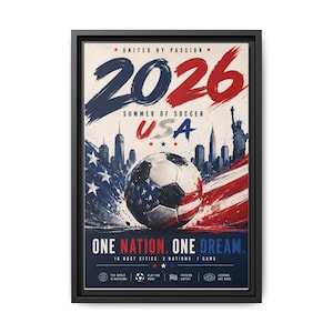 Póster de fútbol de EE. UU. 2026, lienzo mate, enmarcado / Una nación, un sueño imagen 16