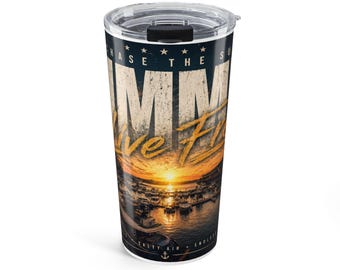 Sunset Harbor Scene Tumbler | 20oz Stainless Travel Cup