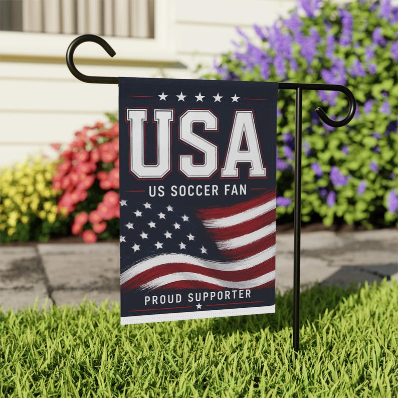 USA US Soccer Flag garden banner | Proud Supporter house flag image 5