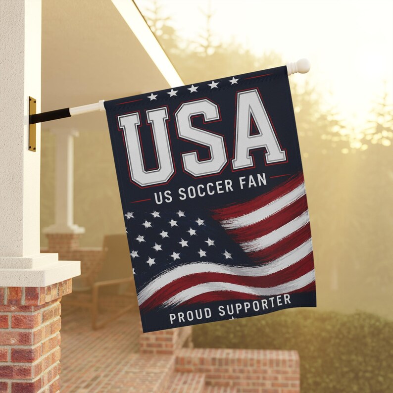 USA US Soccer Flag garden banner | Proud Supporter house flag image 9