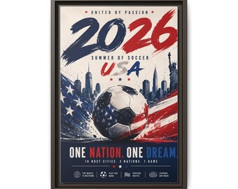 2026 USA Soccer Poster Matte Canvas, Framed | One Nation One Dream