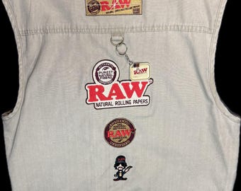 Vintage PellePelle x Raw Rolling Papers Custom 1 of 1 Safari Vest