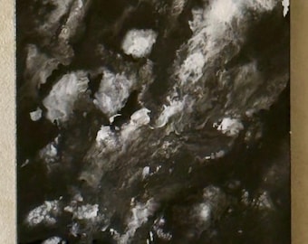 Abstract Black White Resin Painting | Moody Modern Textured Wall Art (30x40cm)